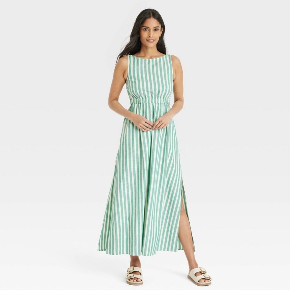 Universal Thread Mint and White Striped Maxi Dress